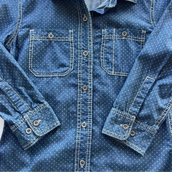 NWT SEVEN7 Button Down Dark Wash Blue Denim Jean Shirt - Picture 3 of 12